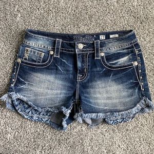 MissMe Low-Rise Studded Shorts w/ Exposed Pockets